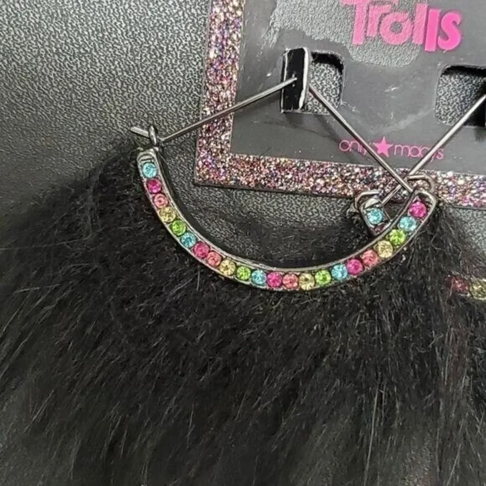 Betsey Johnson Trolls black fuzzy earrings